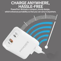 PROMATE POWERPORT-36 Supper Speed Wall Charger 36W with USB C POWER Delivery & Quick Charge 3.0