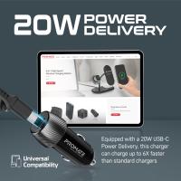 Promate 33W Quick Charging Car Charger with Lightning Connector Cable