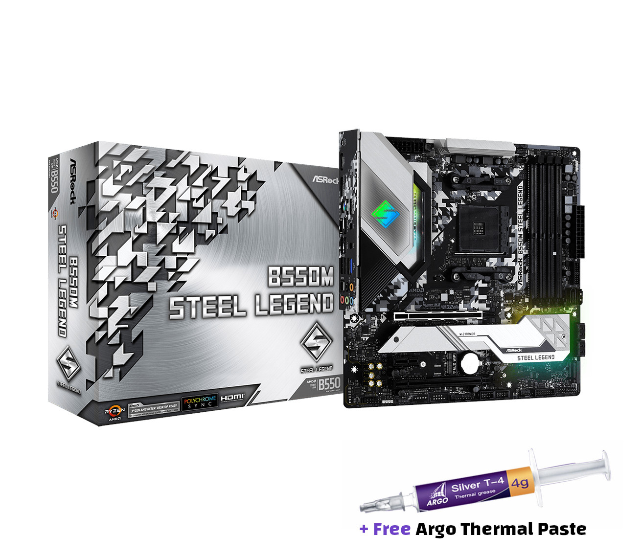 ASRock B550M STEEL LEGEND / 4-DDR4/ 6SATA3 / AMD CrossFireX