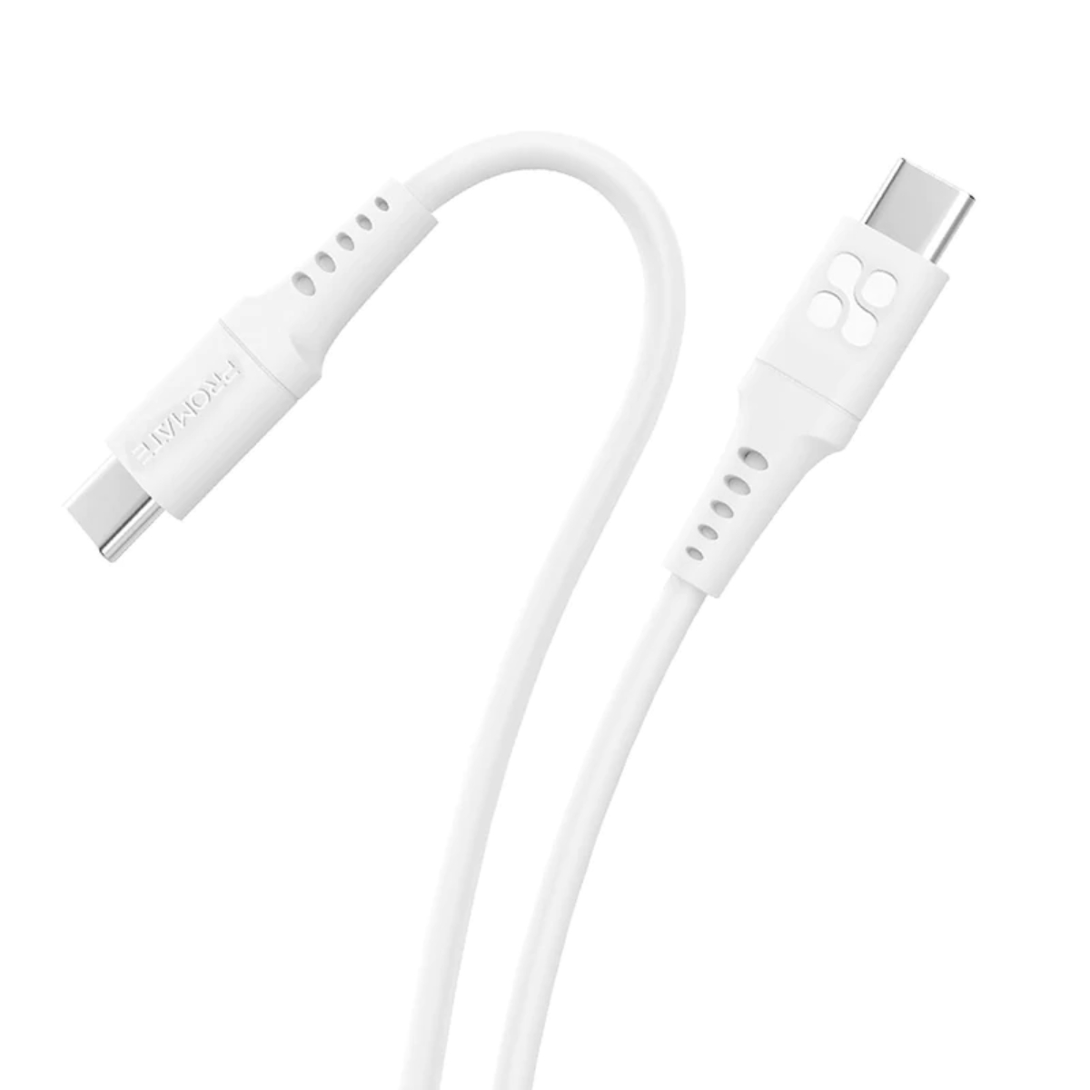 PROMATE PowerLink-CC200 ( 60W Power Delivery Ultra-Fast USB-C Soft Silicon Cable ) white