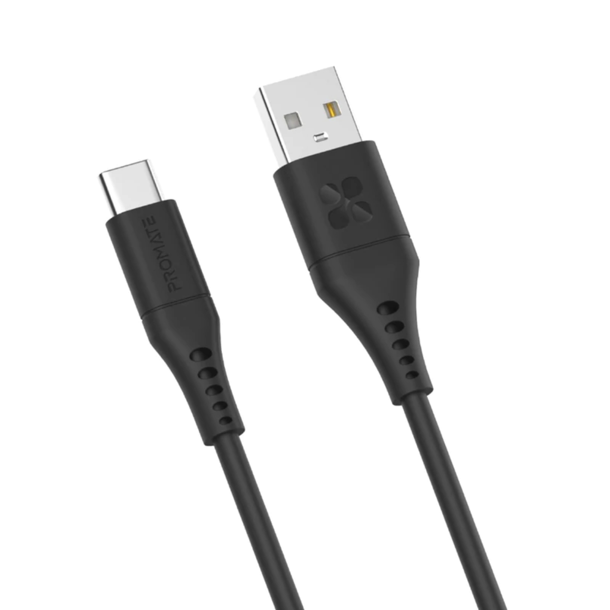 PROMATE PowerLink-AC200 ( Ultra-Fast USB-A to USB-C Soft Silicone cable ) black
