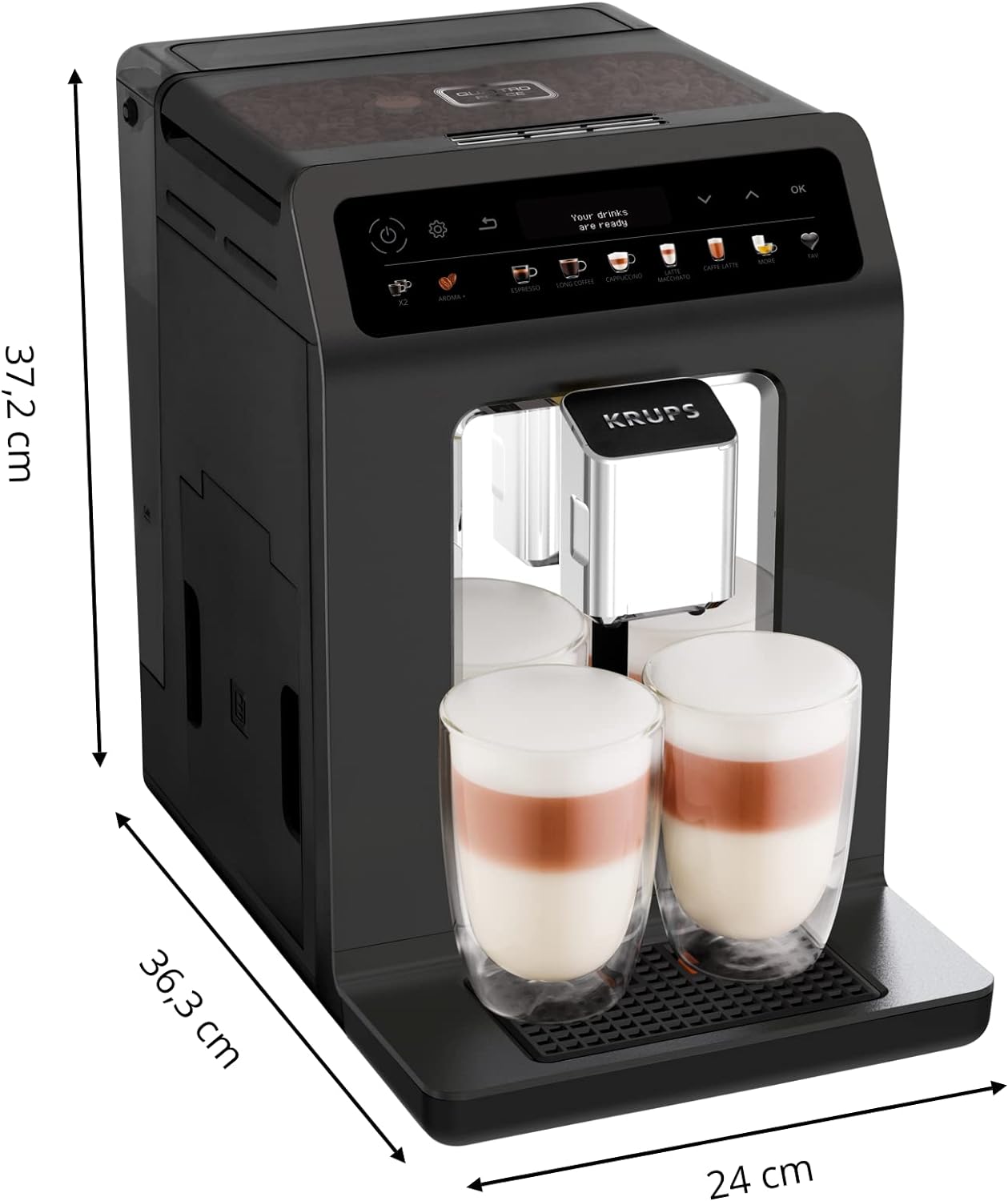  KRUPS EA895N40 EVIDENCE ONE Dual-up function for two café-style creamy white coffee in one touch 