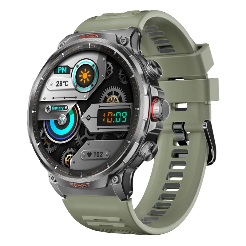 "xWatch-R20.MidnightGreen 1.85"" Round Screen Fitness Tracker Smartwatch w/ BT Calling, IP67, Multi-Sport Modes, Health Sensors, 710mAh battery, Metallic Frame" 