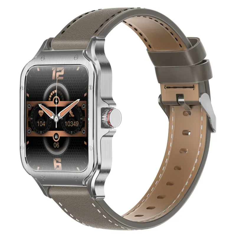 "XWatch-RM.Silver 1.78"" Curved AMOLED Fitness Tracker Smartwatch w/ BT Calling, IP68, Multi-Sport Modes, Health Sensors, Stainless Steel Casing." 