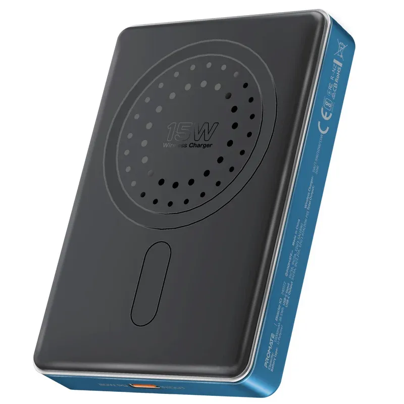 [Blade-10.Blue] "Blade-10.Blue 10000mAh Ultra-Slim 15W MagSafe Compatible Power Bank w/ 20W PD USB-C input/output Port, Aluminum Construction."