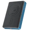 "Blade-10.Blue 10000mAh Ultra-Slim 15W MagSafe Compatible Power Bank w/ 20W PD USB-C input/output Port, Aluminum Construction."