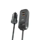 "GearHub-120W 120W Car charger w/ Car Backseat Charging Hub w/ 2 * 30W USB-C, 2 * 30W QC 3.0 ports, LED Display, 1.5m cable length" 