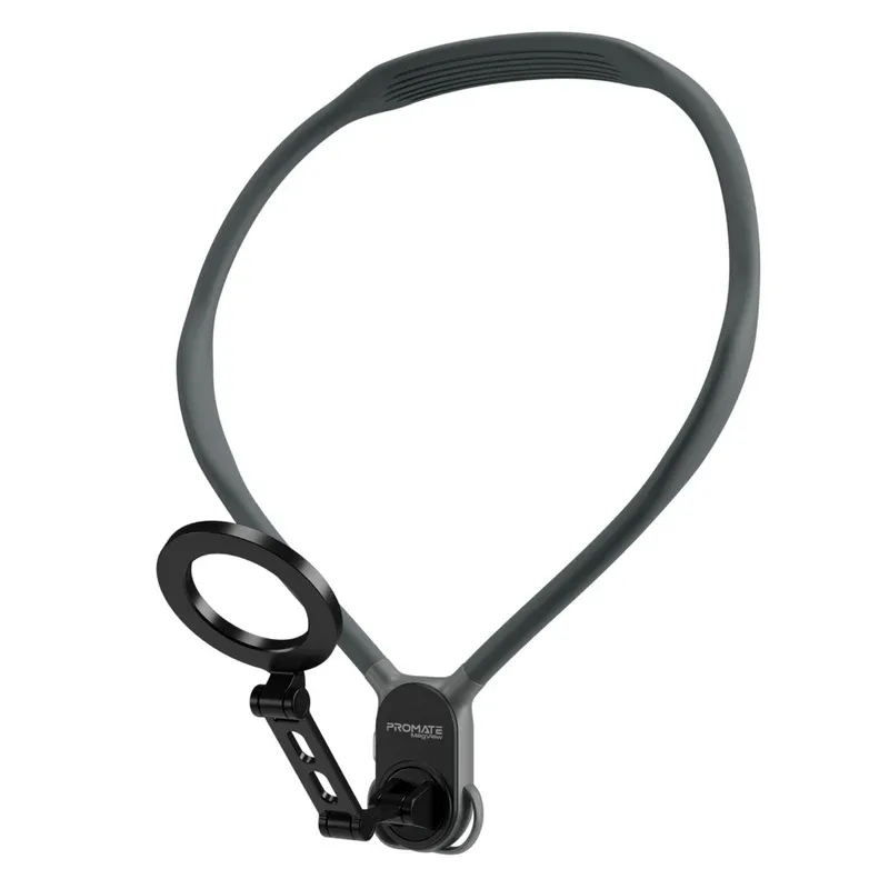 "MagView.Black 360° MagSafe Compatible Neckband Phone Holder, Made from Silicone & Aluminum Alloy." 
