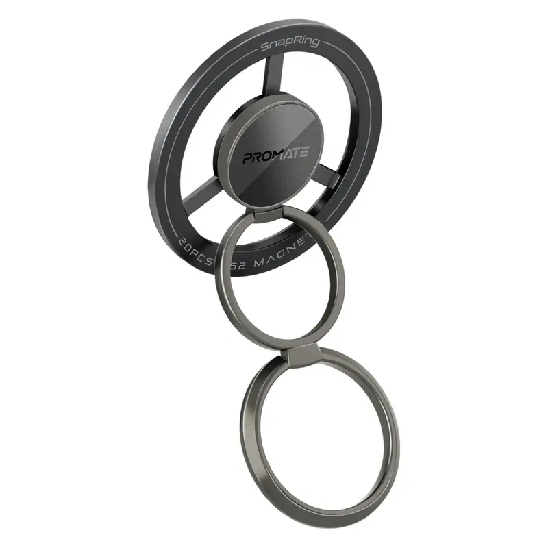 "SnapRing Magnetic Smartphone Ring Holder and Stand, Foldable and rotatable design, Made from Metal Alloy."