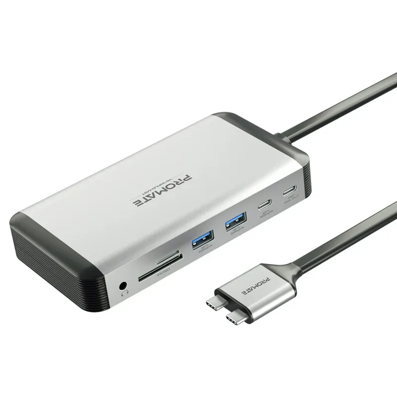 "VersaHub-MST 12-in-1 MST USB-C Hub with 100W Power Delivery, Dual HDMI, 2x USB-C Data ports, RJ45, SD/TF, 4xUSB-A Ports, AUX"