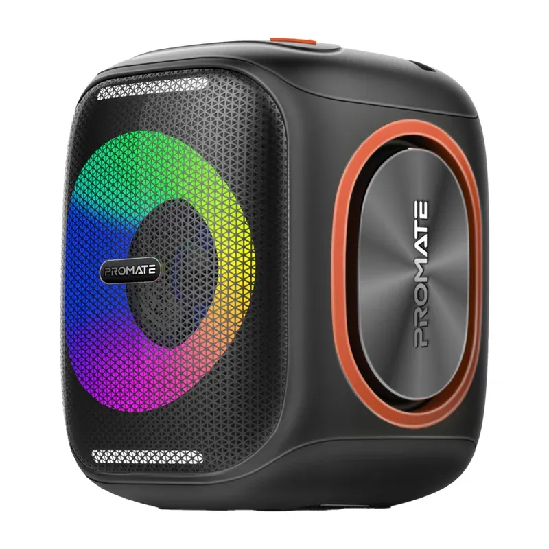 "Strike-40 40W Compact Hi-Fi Bluetooth Speaker w/ AUX/USB/TF/Handsfree, RGB Lights, IPX5 rating"