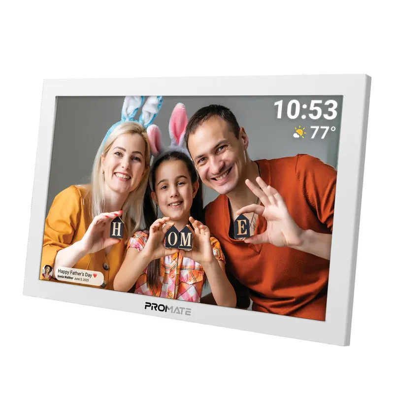 "Memoria-10.White 10.1"" Full HD Multimedia Digital Photo Frame, 16Gb built in storage, Wireless connectivity, USB/TF Card Support." 