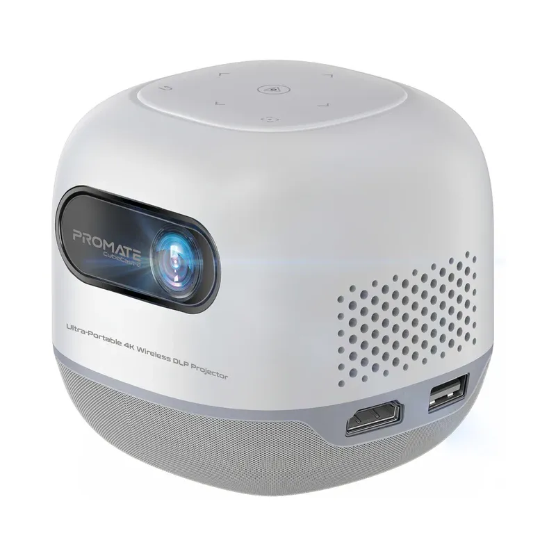 "CubeCast-2 Portable 4K Mini Wireless DLP Projector, 100ANSi Brightness, Built-In 4W Speaker, Auto Keystone correction, Touch Controls, Android 13.0 OS" 