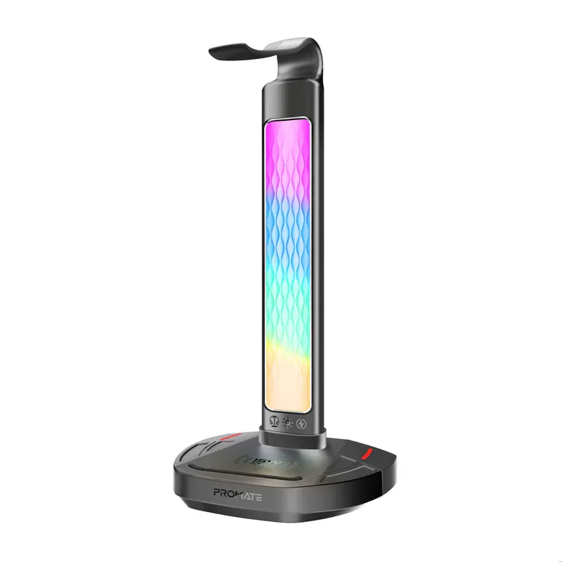 [FortX] "FortX Multifunction Headset Stand with Wireless Charger, RGB LED Lights, Multiple USB Data Ports" 