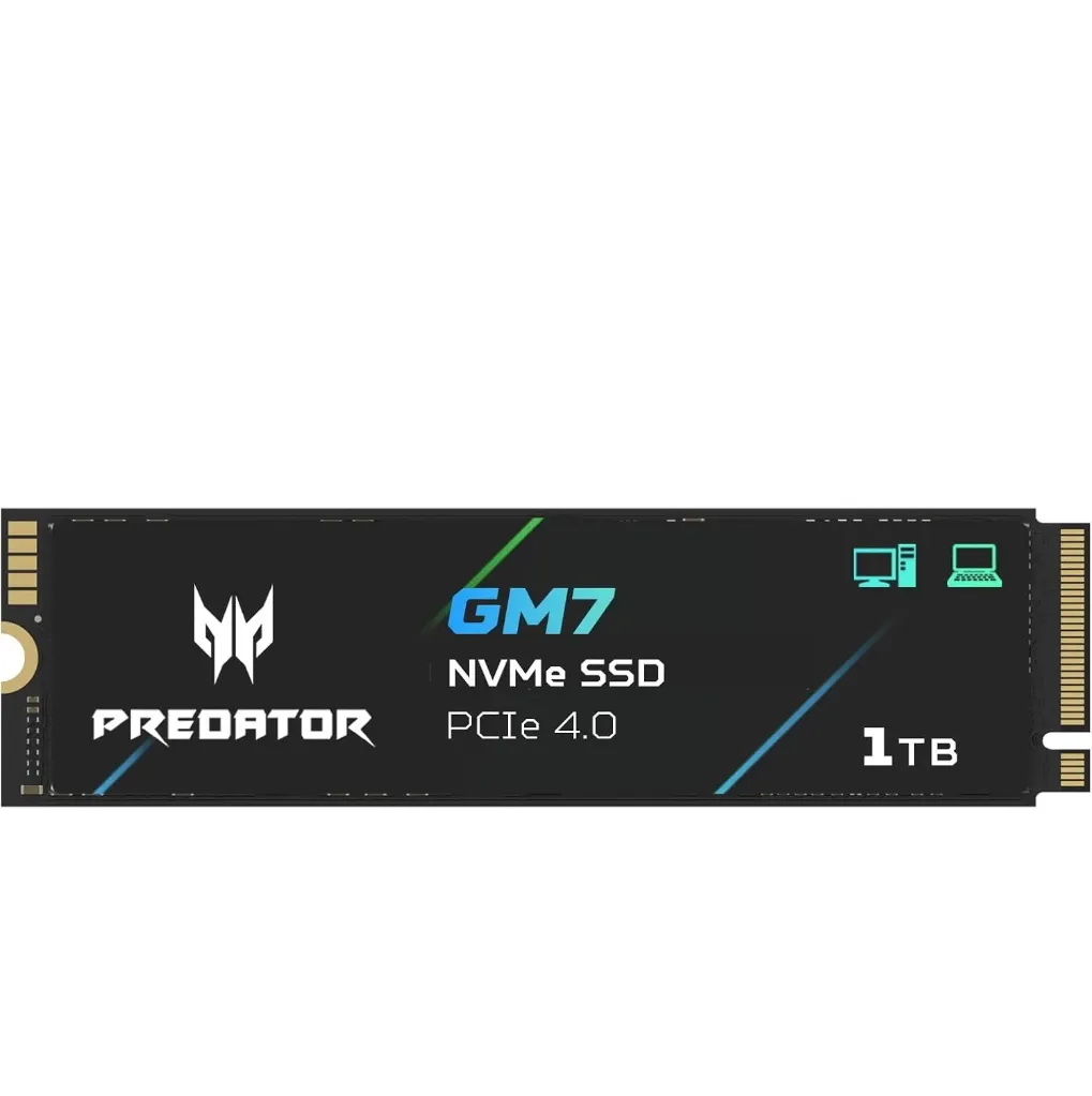 [GM7-1TB] ACER PREDATOR GM7 1TB SSD M.2 2280 Pcle Gen 4x4 NVMe 2.0 Read Speed Up to 7200 MB/s.