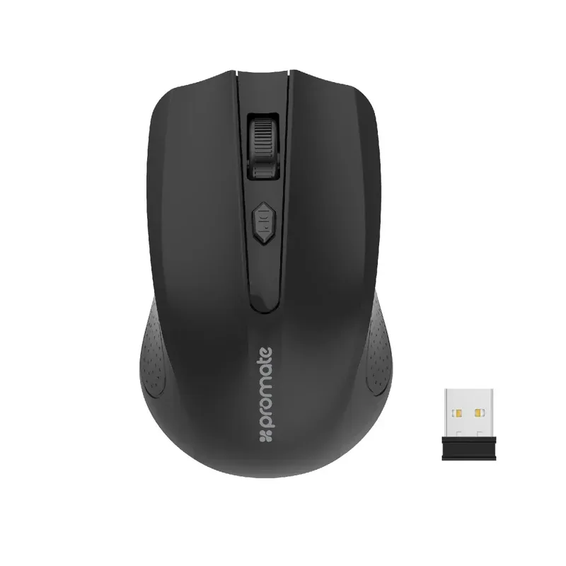Compact Ergonomic Wireless Mouse with 3 Adjustable DPI levels, BLACK